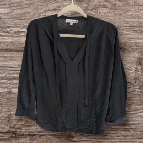 Sandro Paris black Silk blouse , pleated front and sleeves. - Picture 1 of 5